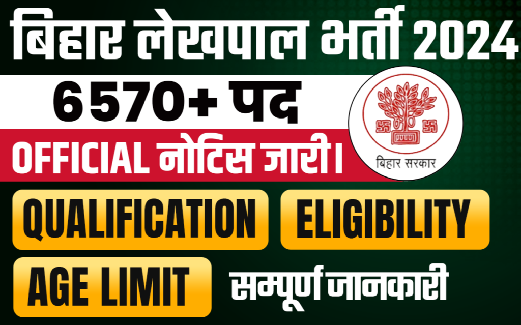 Bihar Lekhpal Vacancy 2024, Qualification, Age Limit, Form Date
